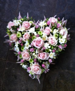 Pink Heart Tribute Sympathy Flowers